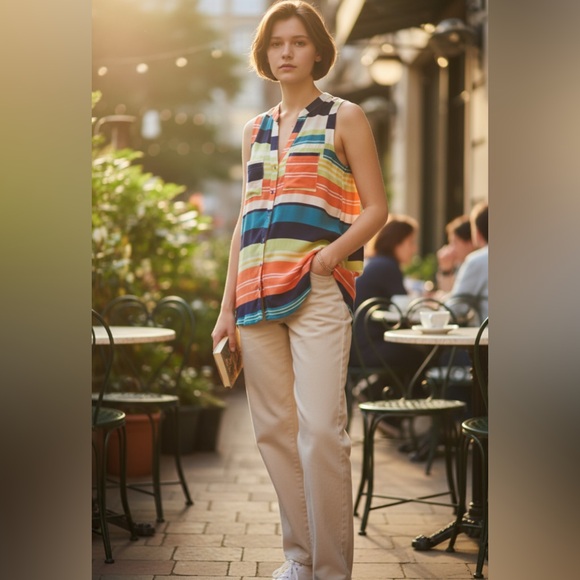 Anthropologie Maeve button down sleeveless top size 12 - Picture 1 of 8